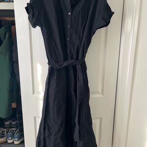 Madewell Black Midi Dress with Belt